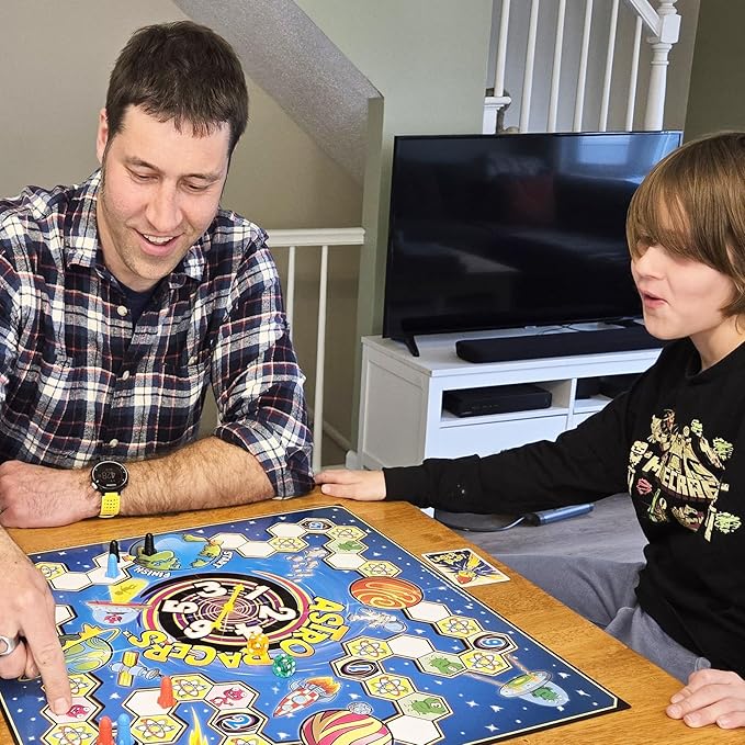 Astro Racers Board Game, Fun for Kids and Adults, 2-4 Players, Ages 5+, Solar System Racing Theme, Family-Friendly Strategy Game, Skill-Building & Educational.