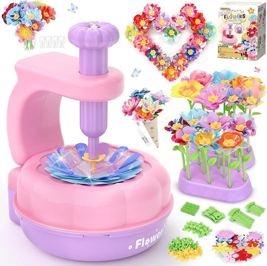 PERRYHOME Fabric Flower Bouquets Toys, 300+ Pcs DIY Flower Crafts for Kids, 2 Gameplays Educational Arts & Crafts Toy, Thanksgiving Birthday and Christmas Gift for 3 4 5 6 7 8 Years Toddler Girl