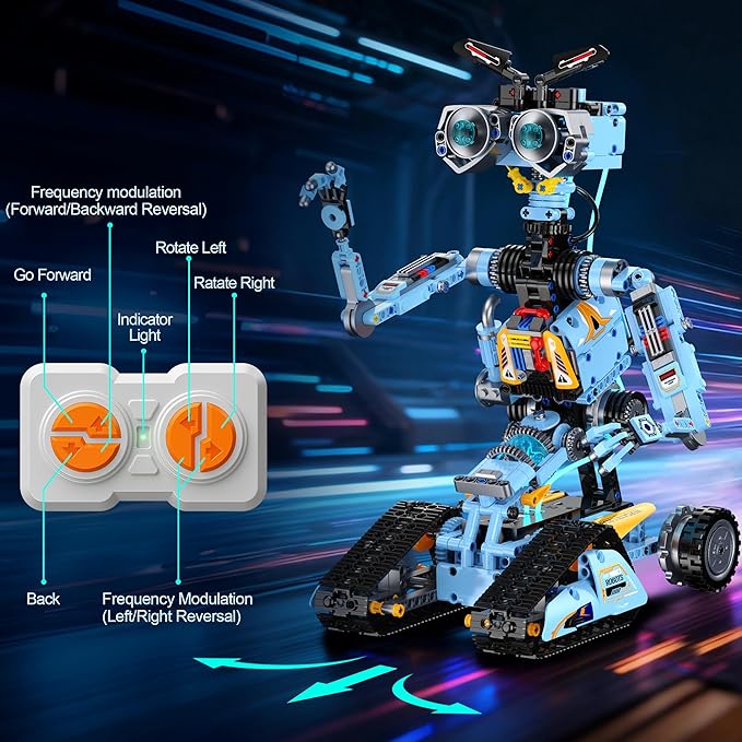 4-in-1 STEM Robot Building Kit with Remote Control, Multiple Robot Designs, Educational DIY Blocks Toy, Birthday for Kids 6-14 & Adults - 824Pcs