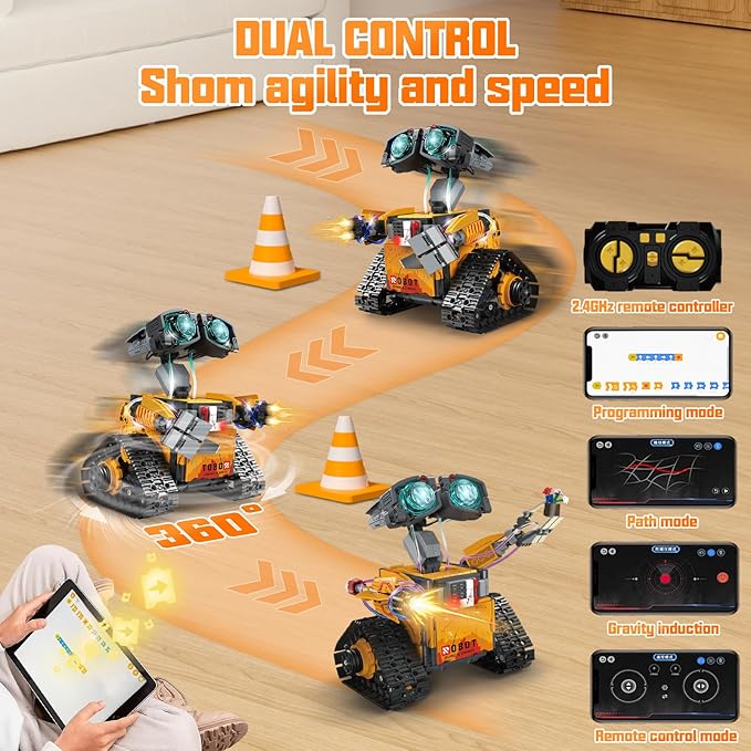 STEM Robot Building Kit for Kids – 5-in-1 Remote & App-Controlled Wall Robotics Set, Engineering Coding Robot Toys, Birthday Gifts for Boys & Girls Ages 6-12+ (673 PCS)