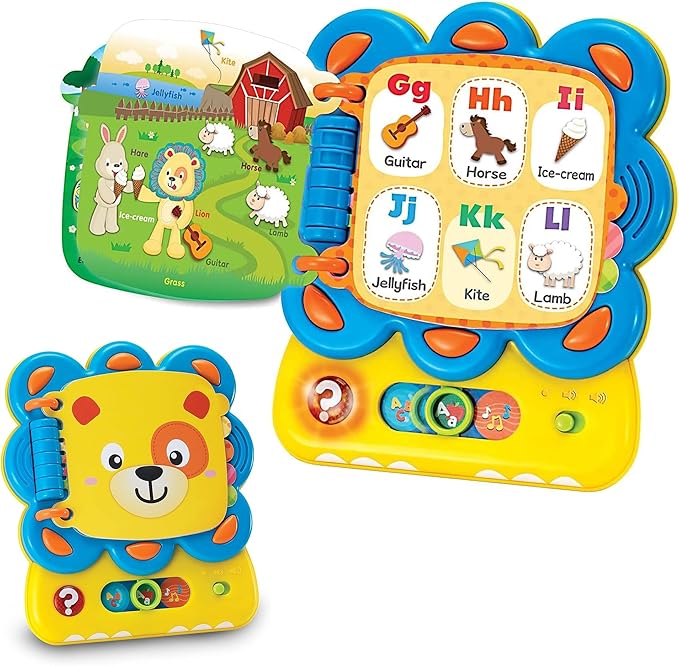 KiddoLab Words and ABC Learning for Toddlers 1-3 Years Old with Chapa The Lion Alphabet Book - Interactive Sound Book with Melodies, Fun Sounds & Light for Early Education and Development