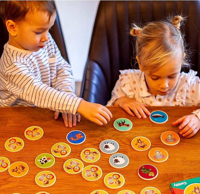 Montessori-Inspired Wooden Matching Game for Toddlers 2-4 Years - Durable, Scratch-Resistant 16 Card Set, Includes Carry Bag - Memory Game for Toddlers 2-4 Years - Cognitive Verbal Skills Development