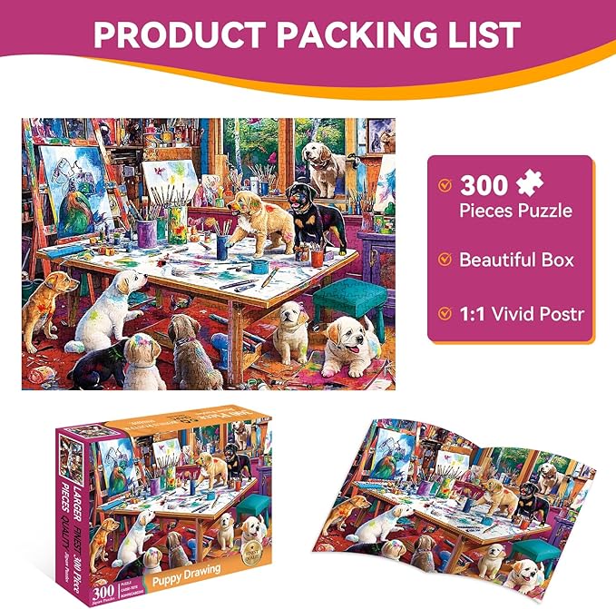 300 Piece Puzzle for Adults – Dog Jigsaw Puzzle for Kids Adults Seniors – Eco-Friendly Recycled Paper Puzzle 300 Pieces – Fun and Challenging Family Game Gift for All Ages (20.5" x 15")