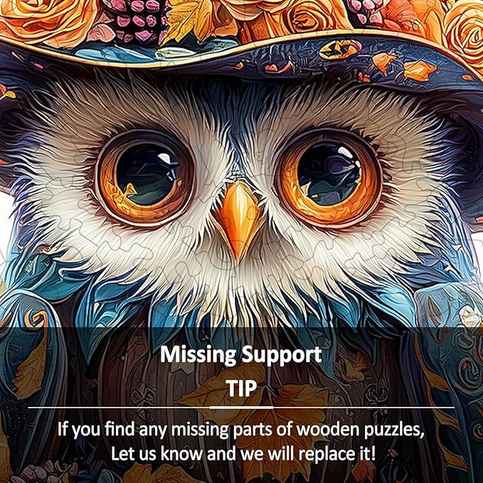 Wooden Puzzles for Adults - 268 Pieces Halloween Owl Wooden Jigsaw Puzzle - Unique Animals Shape Wood Cut Puzzles - Eco-Friendly Home Office Decor (L-13.3 * 12.4in)