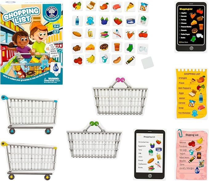 ORCHARD TOYS Shopping List Game - New Art Race to Collect Your Groceries in This Fun Memory Game, Age 3-7, 2-4 Players