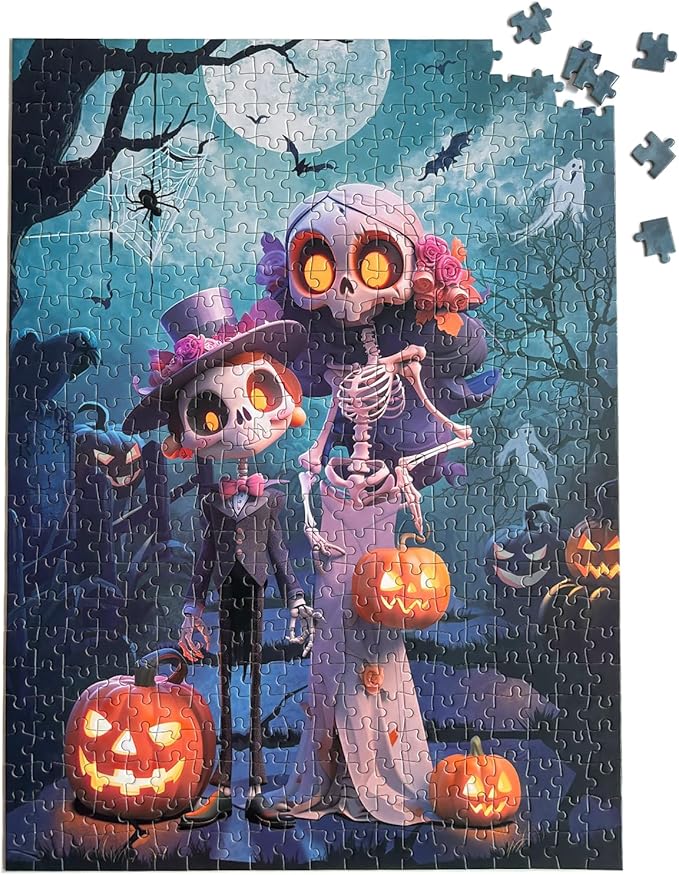 500 Piece Jigsaw Puzzles for Adults and Teens and Kids Family Horror Idea Happy Halloween Toy Skull Couples