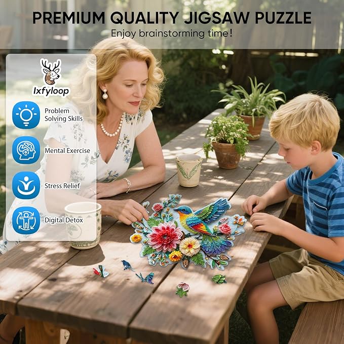 Wooden Puzzles for Adults 493 Pieces, Embroidery Bird Jigsaw Puzzles, Adults Puzzles, Birthday Gifts for Puzzle Lover, Family Brain Game, 14.4x19.3 inch