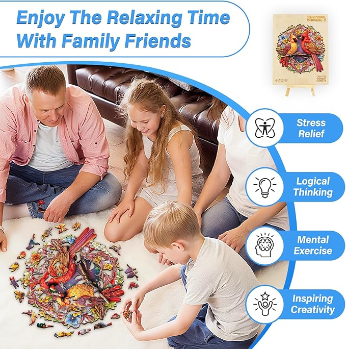 Wooden Puzzles for Adults, Cardinal Building Set Wooden, Irregular Wooden Puzzles Adult, Difficult Puzzle Gifts for Puzzle Lover, Xmas Gifts (XL-17.3 * 17.2in - 500pcs)