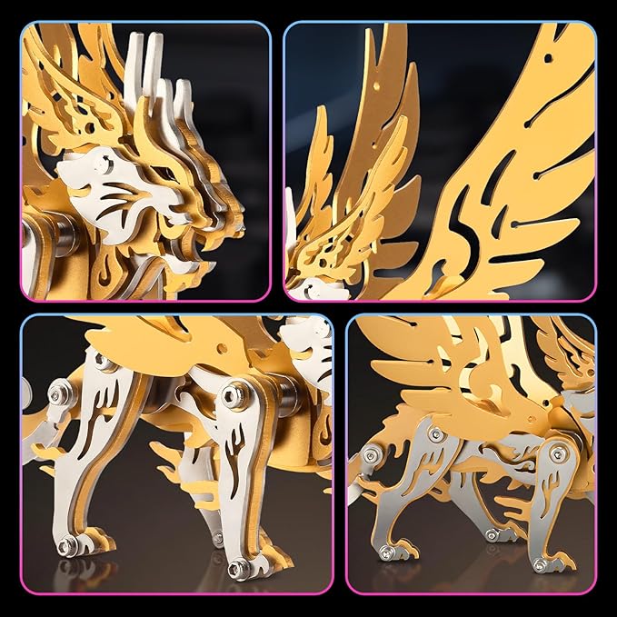 3D Metal Puzzles,3D Metal Puzzle for Adults,Mechanical Model Kit Tian Meng Gold,Steel 3D Puzzles Stainless Steel Ornaments for Adults Home Decor Art Craft Gifts Toys.