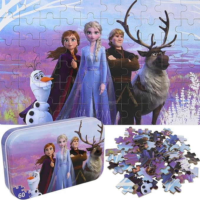 Princess Puzzles for Kids Ages 4-8 60 Pieces - Jigsaw Puzzle for Girls and Boys in Metal Box - Educational Toys for Ages 3-5 (Princess 0680)