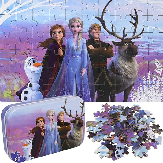 Princess Puzzles for Kids Ages 4-8 60 Pieces - Jigsaw Puzzle for Girls and Boys in Metal Box - Educational Toys for Ages 3-5 (Princess 0680)