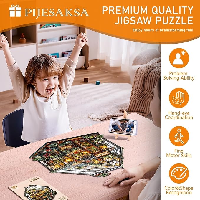 Wooden Puzzles for Adults - Grandma's Garden Wooden Jigsaw Puzzle for Adults, Colorful Flowers Wood Puzzles Adult, Gifts for Family and Friends, Wall Art Home Decor (L-13.4 * 13.2in- 245 Pcs)