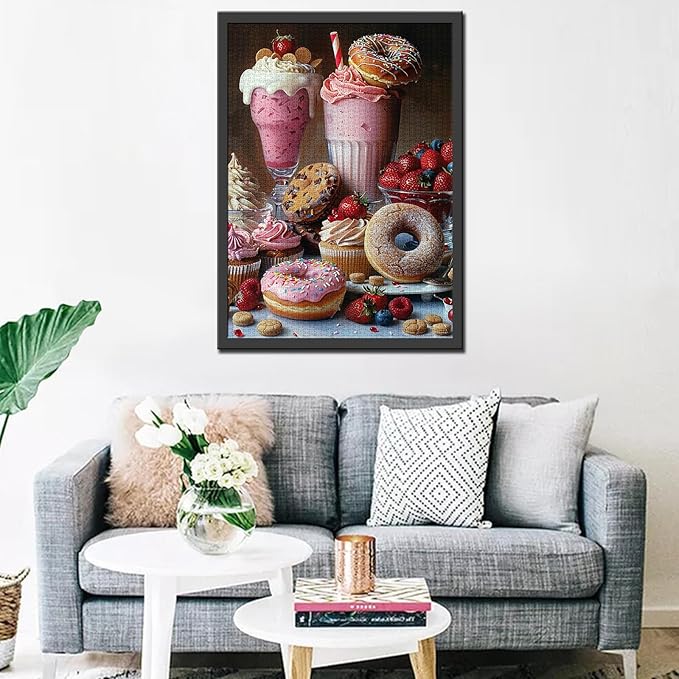 Tucocoo Donuts Jigsaw Puzzle 1000 Pieces Puzzles for Adults, Ice Cream Sundae Cookies Cupcakes Art Jigsaw Puzzles for Challenging Family Activity Games 27 x 20 inch DIY Puzzle for Home Decor Gifts