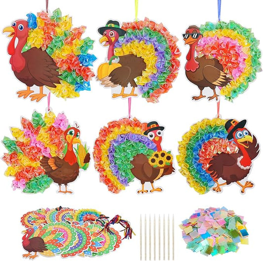 Fennoral 12 Pack Thanksgiving Turkey Crafts Kit for Kids Make You Own Turkey Poke in Arts and Crafts DIY for Boys Girls Classroom Activities Fall Decoration