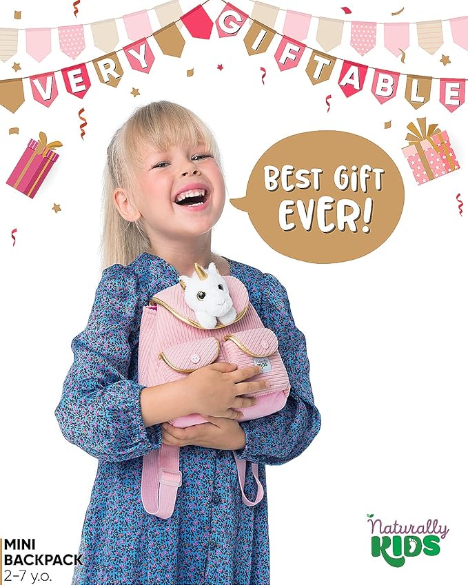 Pink Unicorn Mini Backpack for Kids, Mini Backpack for Toddler Girls, Gift for 2 3 4 5 Year Old Girl Boy
