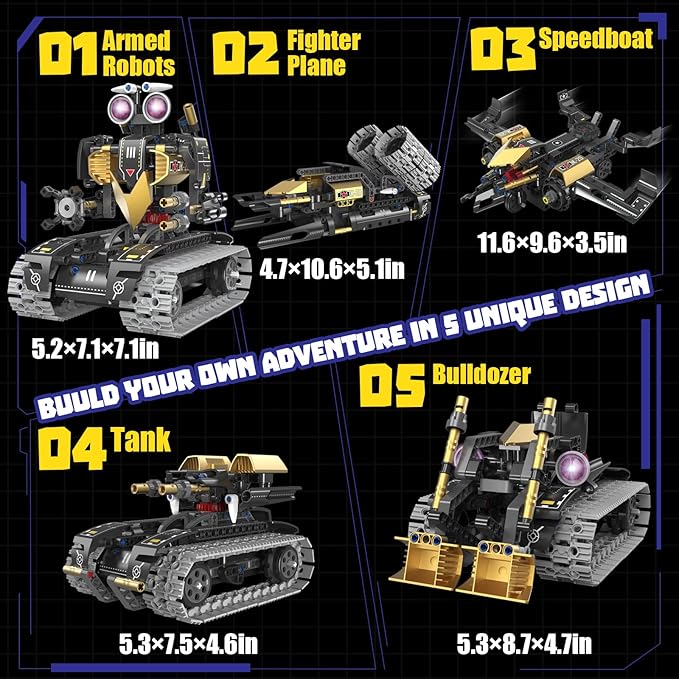 Robot Building Kit with APP/Remote Control STEM Gifts for Boys Age 8-16,Technic Coding Robotic Toys for Kids Birthday, Buildable 5in1 Models with 323+ Pieces