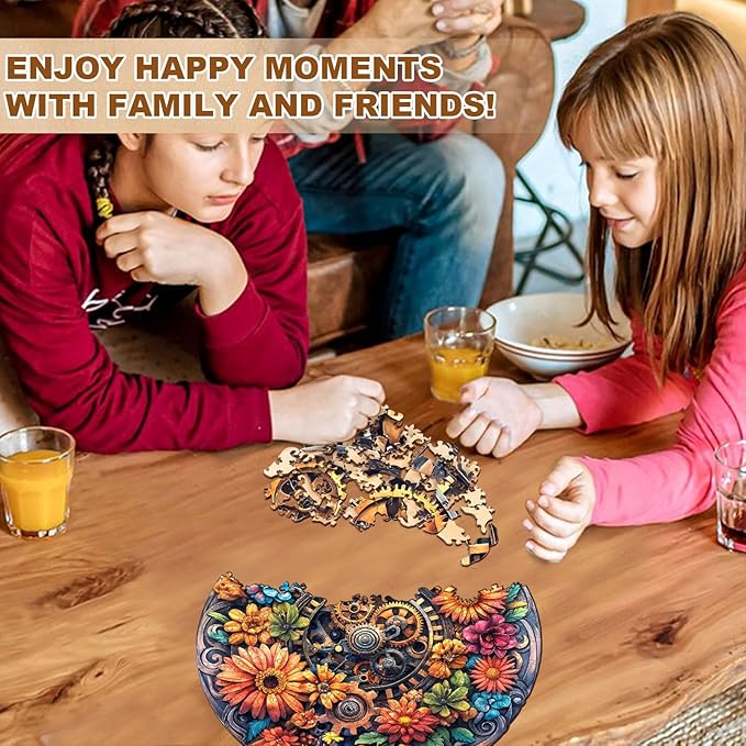 Wooden Puzzles for Adults - Machinery and Flowers Wood Puzzles Adult - Unique Animal Shape Wooden Jigsaw Puzzles for Adults - Birthday Gifts for Puzzle Lovers, Family (11.4 * 11.3in)
