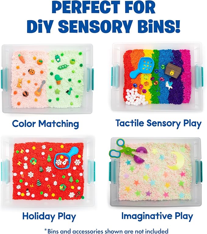 Educational Insights Pluffle® Glow-in-The-Dark - Sensory Bin Foam Set, No Mess Alternative to Sand Toys & Slime for Toddlers at Home or in The Classroom, Fun Sensory Table Filler, Gift for Ages 3+