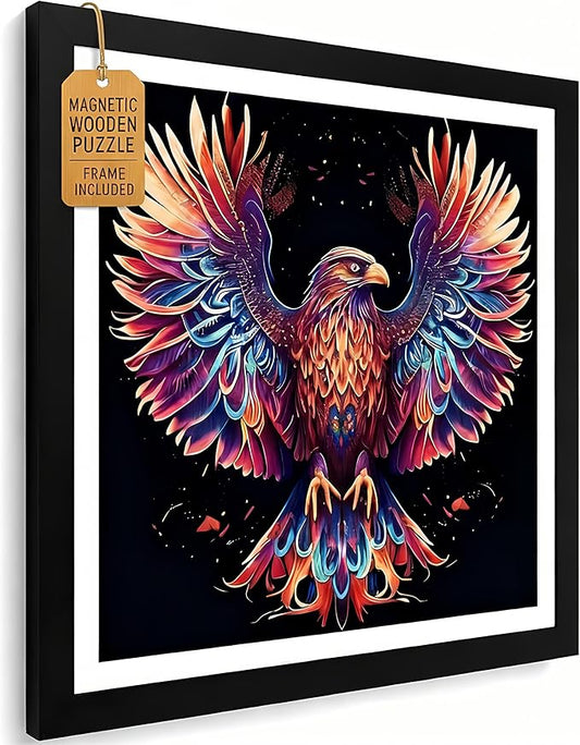 Magnetic Jigsaw Puzzles For Adults With Frame - Wooden Puzzle Animals 200 Piece - Lazer Cut Wooden Puzzles - Rompe Cabezas Para Adultos - Animal Head Wall Art Decor - Christmas & Birthday Gift (Eagle)