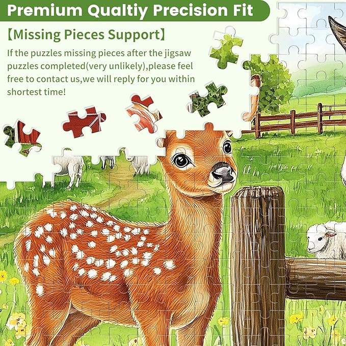 300 Pieces Puzzle for Adults-Deer Jigsaw Puzzle-Farm Horse Puzzles for Kids Ages 8-10-Animal Pet Lover Challenging Puzzles for Friends Family Activity Game Nights Gifts-20.5x15IN