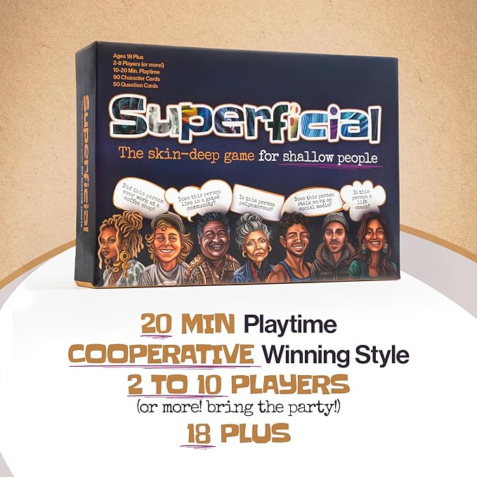 Inspiration Play Superficial Adult Party Card Game - The Skin-Deep Game for Shallow People - Hilarious Party Games for 18+, 2 to 10 Players