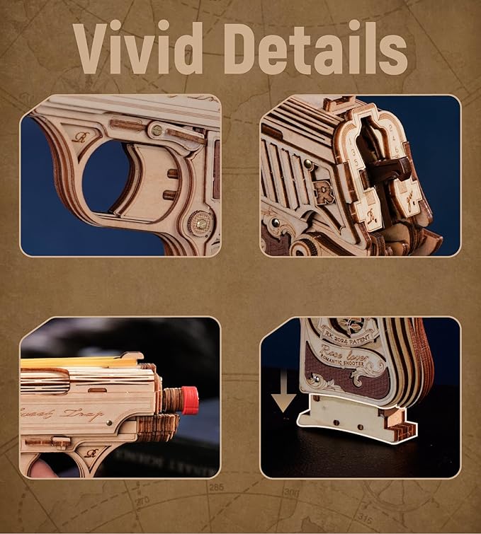 ROKR 3D Puzzles for Adults Mechanical Puzzles Rubber Band Shooter Wooden Puzzle Model Home Decor Desk Decoration Birthday Gifts for Teen Boys and Adults(LQ502)