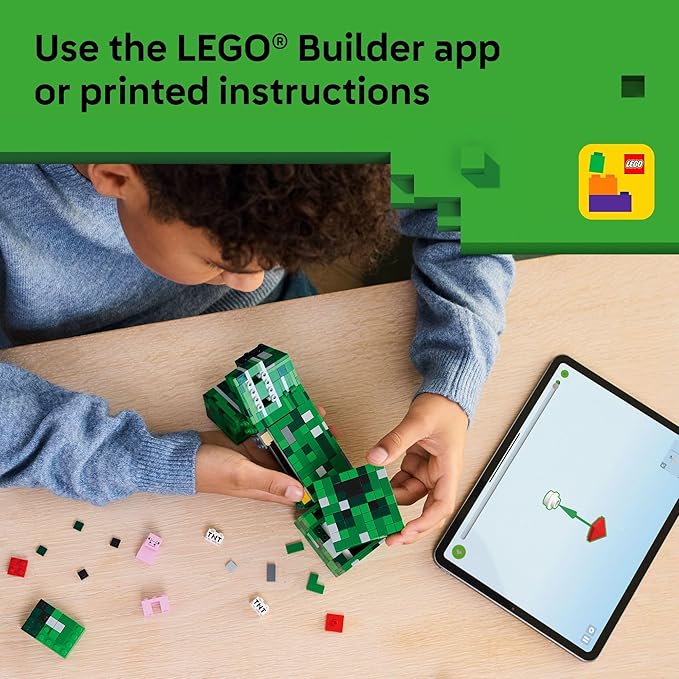 LEGO Minecraft The Creeper Kids Toy - Minecraft Toy for Gaming Fans - Room Decor for Gamers 10 and Up - Poseable Action Figure with 1st Version Minifigure - Gift for Boys and Girls - 21276