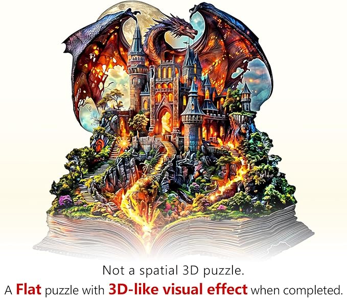 WOODBESTS Wooden Puzzles for Adults-Epic Tale, 180 Pieces Wood Puzzle (M-11.4 * 11.1in), Premium Art Shape Wooden Animal Jigsaw Puzzles, for Men/Women & Family Game Night