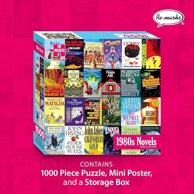Re-marks 1980s Novels Collage Puzzle, 1,000-Piece Literary Jigsaw Puzzle for All Ages