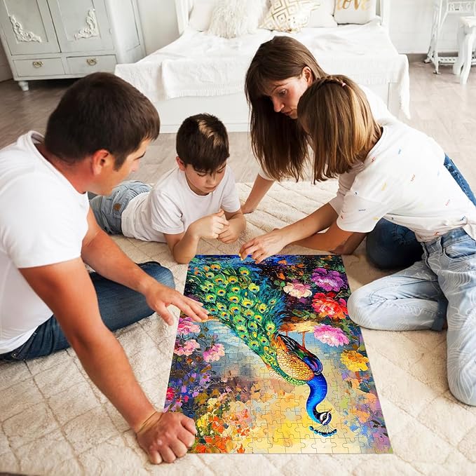 300 Piece Puzzle for Adults Peacock Puzzle Jigsaw Puzzles 300 Pieces Adult Puzzles Games for Kids Ages 8-10 10-12 Recycled Cardboard Puzzles Gift Toy 20.5x15IN