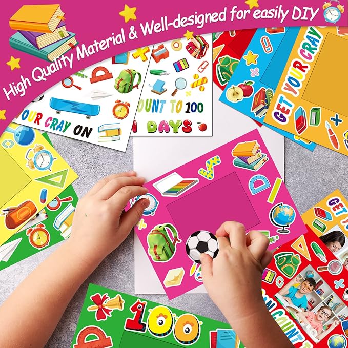 30 Packs 100th Day of School Picture Frame Craft Kits for Kids 100 Days DIY Art Craft 100th Day of School Party Decoration Favor Home Classroom Game Activities
