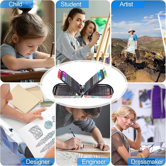 H & B Colored Pencils Set with Coloring Book, Eraser, and Sharpener - Perfect for Drawing and Coloring - Soft Oil-Based Cores Ideal (72)