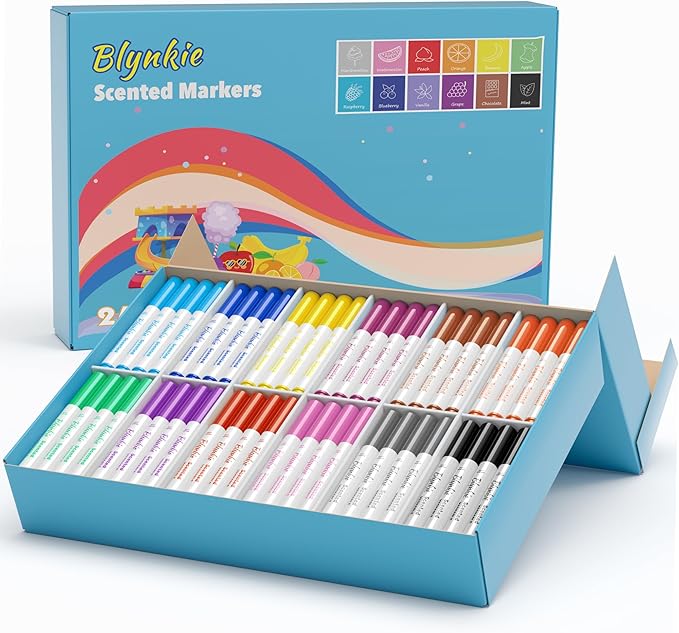 240 Count Scented Washable Markers - 12 Colors 20 Each with Super Tip & Sweet Scents, Non-Toxic Bulk Pack for Classroom, Kids Art, School Supplies, Teachers & DIY Projects