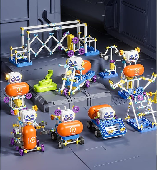 SMILESSKIDDO 50-in-1 Robot Kit, 438 Pcs DIY Educational Science Kit, Multiple Model STEM Toys, Building Experiment Toys for Ages 6-13 Boys Girls, Ideal Gift for Christmas, Holidays (8025E)