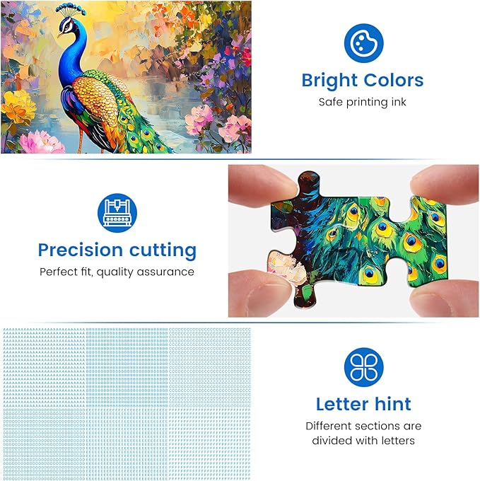 300 Piece Puzzle for Adults Peacock Puzzle Jigsaw Puzzles 300 Pieces Adult Puzzles Games for Kids Ages 8-10 10-12 Recycled Cardboard Puzzles Gift Toy 20.5x15IN