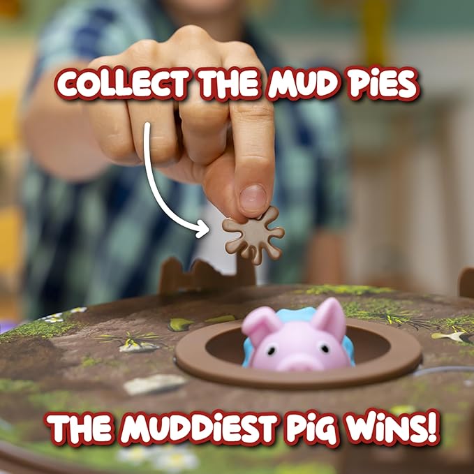 PlayMonster Pigs on Trampolines Board Games – Multi-Player, Preschool Toys, Hand-Eye-Coordination Game, The Muddiest Pig Wins, Ages 6+