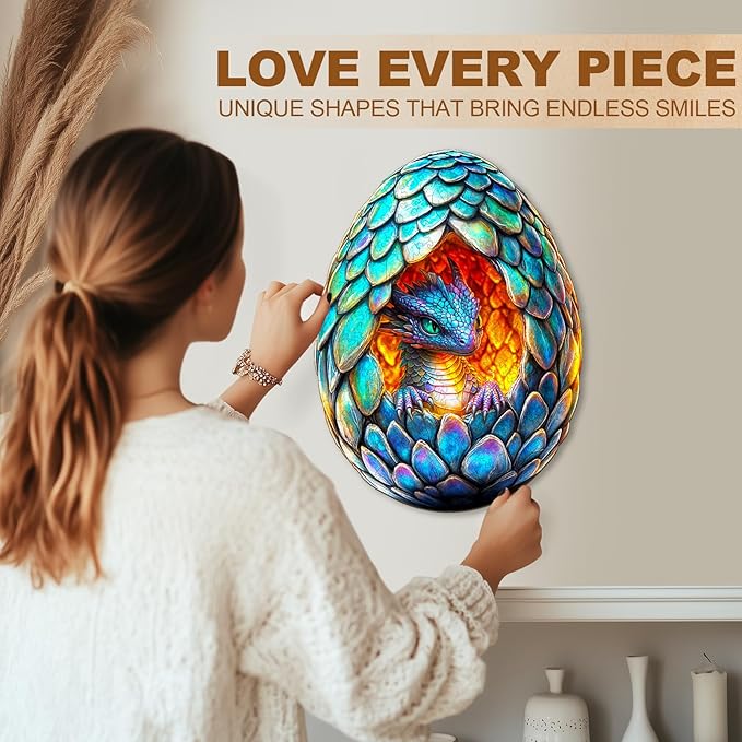 KAAYEE Wooden Puzzles for Adults, 3D Visual Effect Draconic Rebirth Dragon Wooden Jigsaw Puzzle Unique Shape Wood Puzzle Adult, Fathers Birthday Family Game (M-12.6 * 9.3in-170pcs)