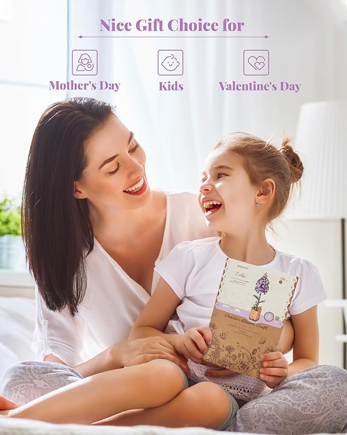 rowood 3D Puzzles for Adults,Wooden Artifical Flower Craft Kit,DIY Botanical Collection Building Toy Set,Mother's Day/Valentine's Day/Thanksgiving Day/Christmas/Birthday Gift -Lilac