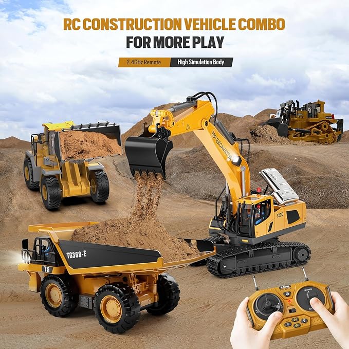 Metal RC Wheel Loader Toy - Realistic Working Lights and Sounds, 1:20 Scale, 9-Channel Remote Control Construction Play Tractor Toys for Kids 3+, Perfect 2024 Gift