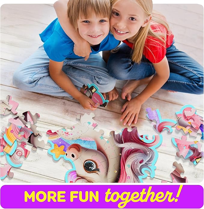 Dan&Darci Jumbo Shimmery 45-Piece Unicorn Floor Puzzle for Kids Ages 3-6 Years Old- Large Toddler Puzzles Age 3, 4, 5, 6 Year Olds - Easter Toys for Girls - Little Girl Birthday Gift