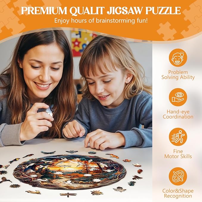 Wooden Puzzles for Adults, Wooden Jigsaw Puzzles for Adults Kids, 3D Winding Road Unique Shaped Wood Puzzles Adult, Creative Birthday Gifts for Friends Family Game (11.4 * 11.4in 200pcs)