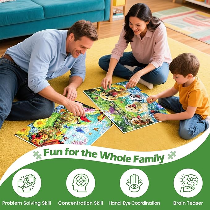 2 Pack 300 Pieces Puzzle for Adults,Bird Jigsaw Puzzles 300 Pieces Dog Puzzle Hummingbird Puzzles 300 Piece for Adults Kids Seniors Premium Cardboard Bird Lover Puzzles