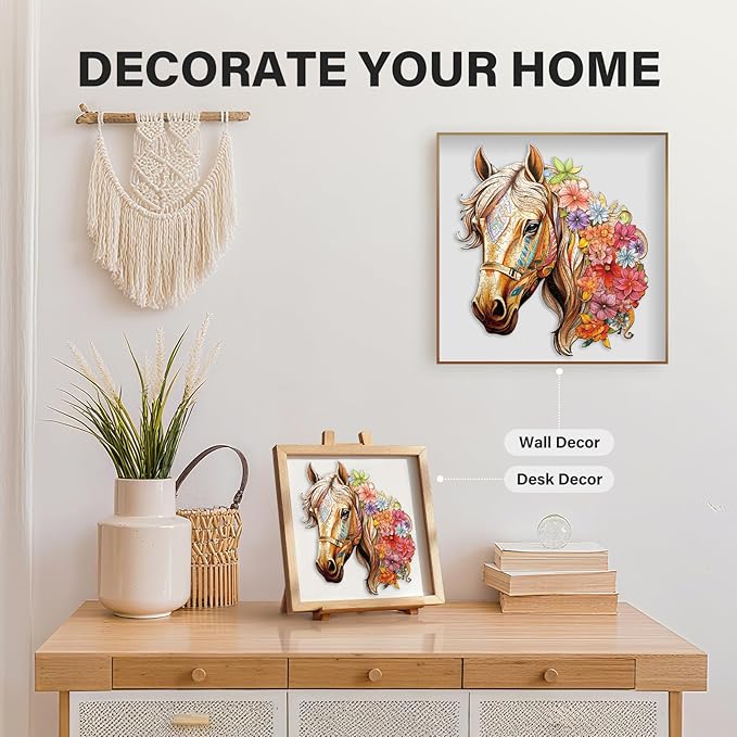 Wooden Puzzles for Adults, Wooden Horse Puzzle, Wooden Jigsaw Puzzles for Adults, Birthday for Puzzle Lover (M-11.8×10.7in - 200pcs)