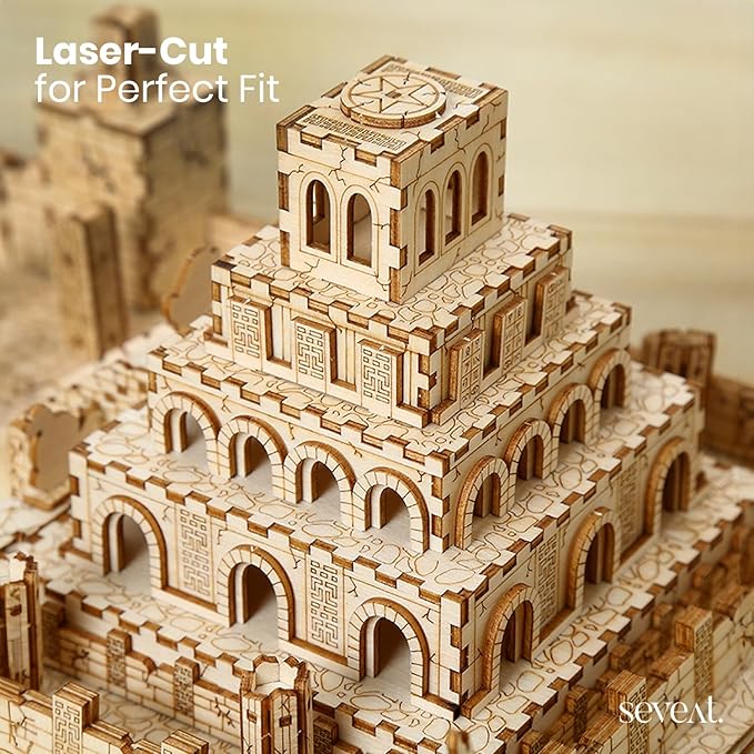 3D Puzzles for Adults & Teens – 235-Piece Wooden DIY Ancient Temple Ruins Wooden Model for Adults to Build, Brain-Teasing Puzzle Game for Any Occasion (Ruins)