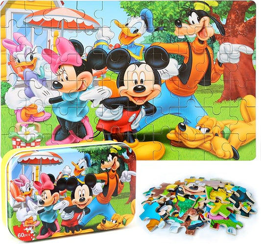 Puzzles for Kids Ages 4-8, 60 Piece Puzzles for Kids Ages 3-5 in a Metal Box Girls and Boys Learning Educational Jigsaw Puzzle Toys Gifts