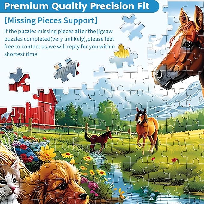300 Piece Jigsaw Puzzle for Adults, 300 Piece Jigsaw Puzzle for Kids, Horse and Cat Jigsaw Puzzles, Animal Jigsaw Puzzles, Creative Games and Holiday Party Gifts, Fun and Challenging Family Games