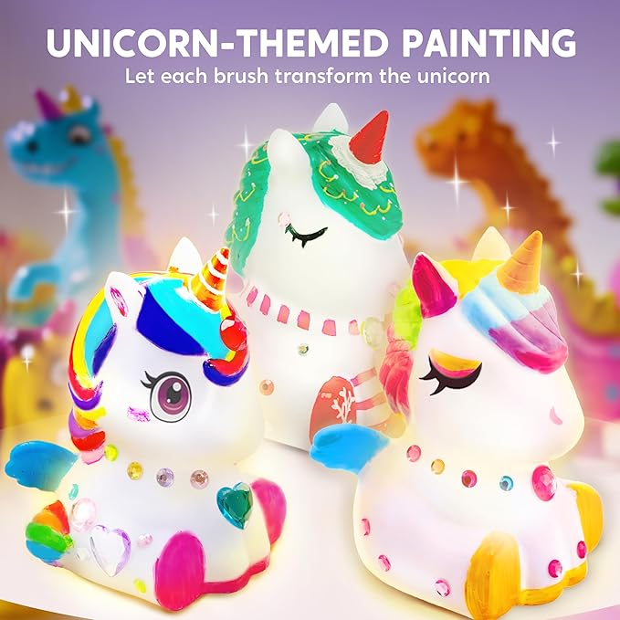 Klever Kits DIY Night Light- Paint Your Own Unicorn Lamp- Arts & Crafts Kit School Activities Art Supplies Painting Kits, Birthday Gifts for Girls Boys Aged 6+