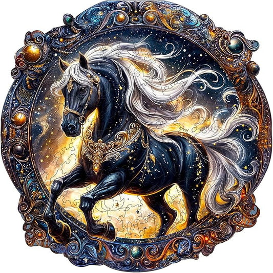 Wooden Puzzles for Adults - Elegant Horse Wooden Jigsaw Puzzle - Unique Animal Shaped Wood Puzzles Adult - Christmas Birthday Gifts for Adults/Friends/Family - 300pcs 13.4 * 13.4in