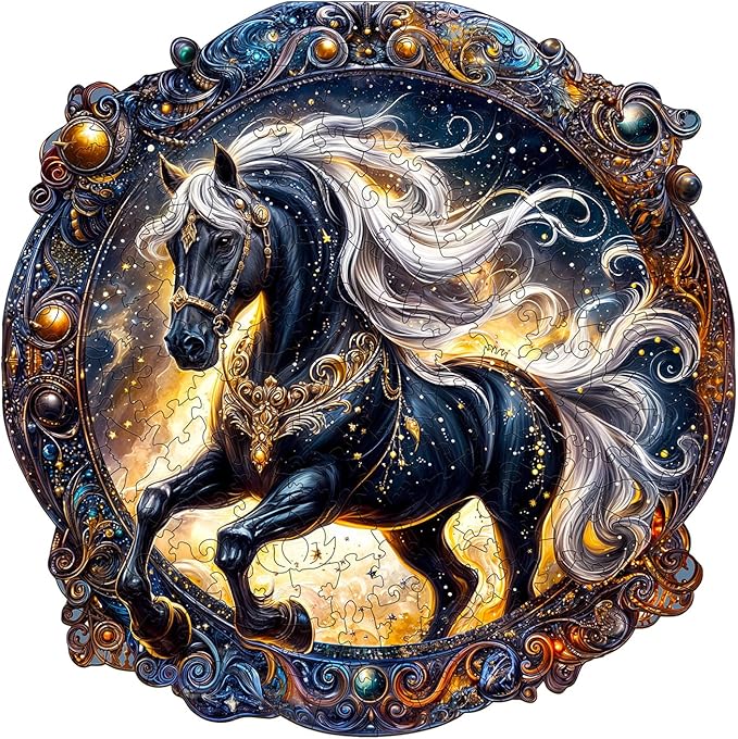 Wooden Puzzles for Adults - Elegant Horse Wooden Jigsaw Puzzle - Unique Animal Shaped Wood Puzzles Adult - Christmas Birthday Gifts for Adults/Friends/Family - 200pcs 11.4 * 11.4in