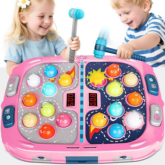 Whack a Mole Game, Toys for Ages 3-4 5-7 8-12 Girls Boys, Whack Game for Toddlers, Gifts for 3 4 5 6+ Year Old Girls Boys, Early Learning Educational Toys with 2 Hammers Sound & Light